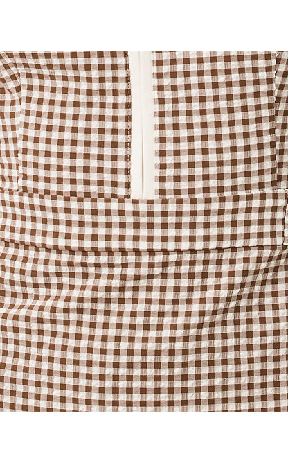 KATHY SHORT SLEEVE TIE DRESS, COCO BEACH MINI PERFORMANCE GINGHAM