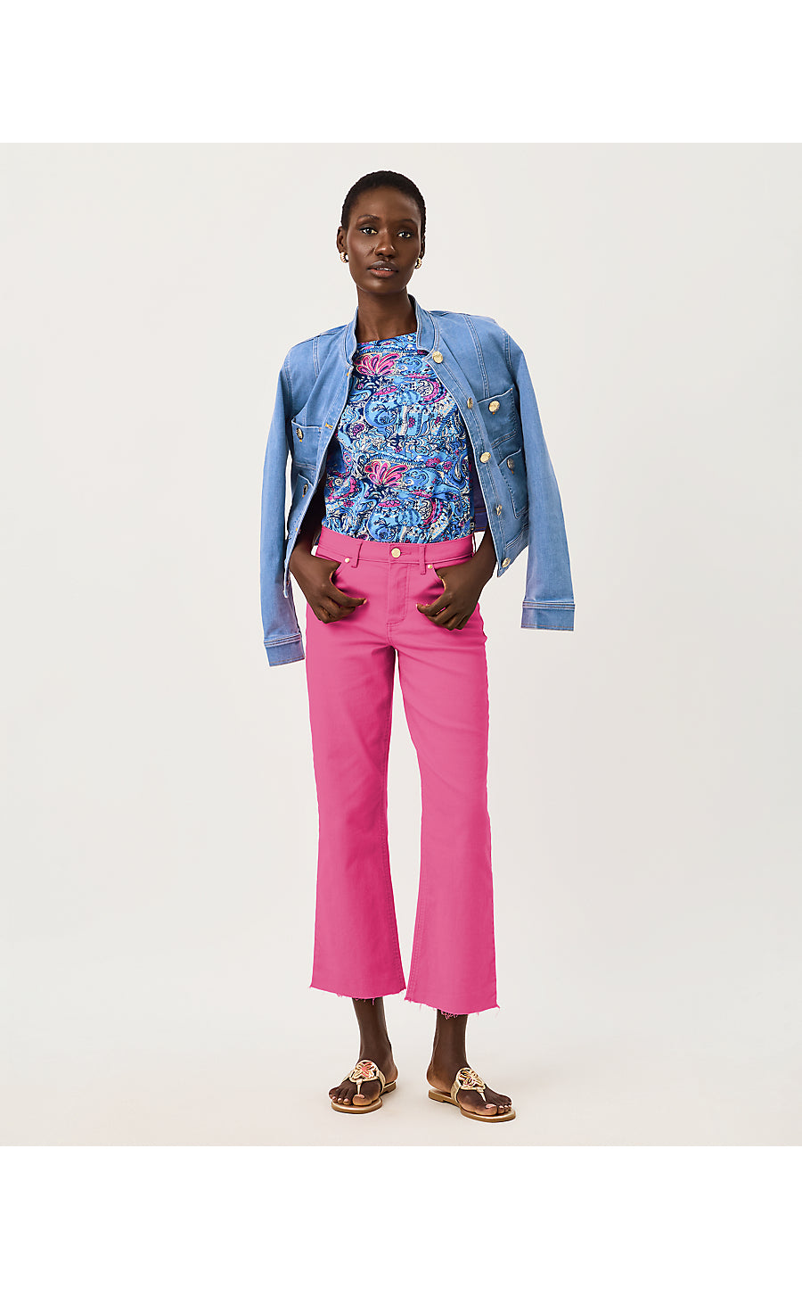 LINDESSA HIGH RISE CROP JEAN, PINK ASTER