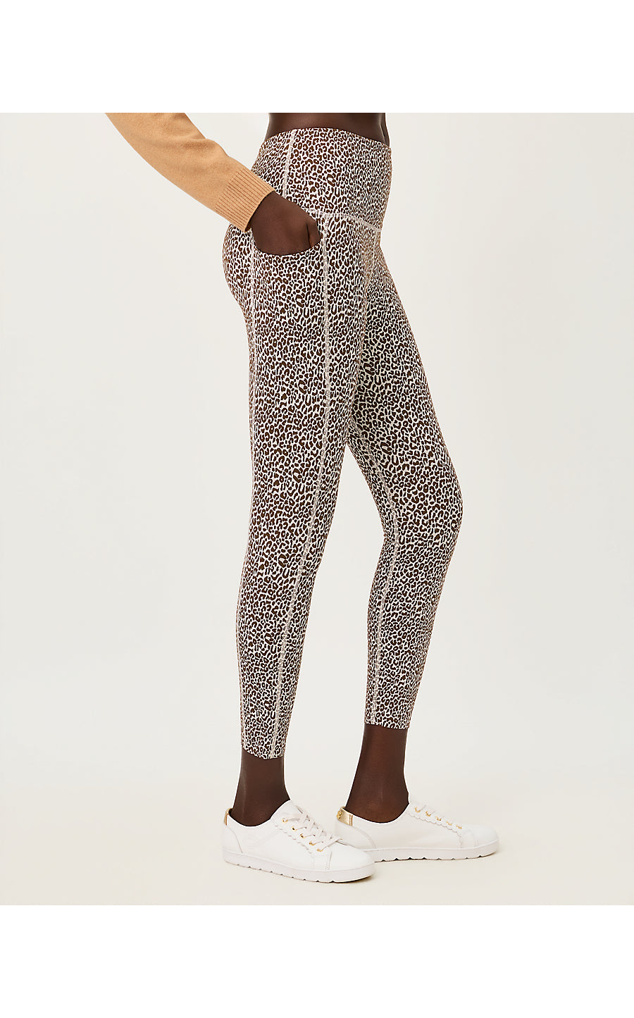 ENDURANCE HIGH RISE MIDI LEGGING, COCO BEACH TWISTED UP ACTIVE JACQUARD