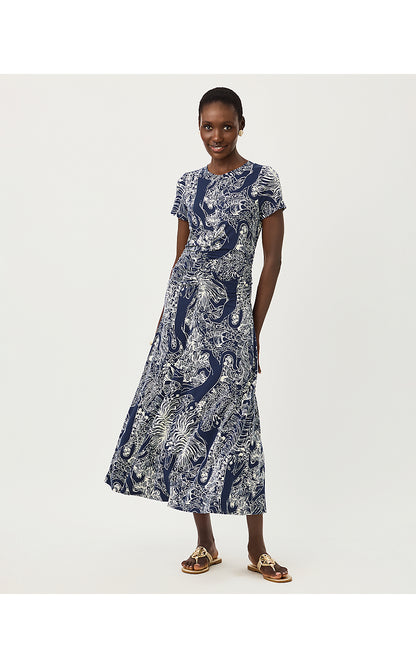 ALMA MIDI DRESS UPF 50+, LOW TIDE NAVY PALM PROWL