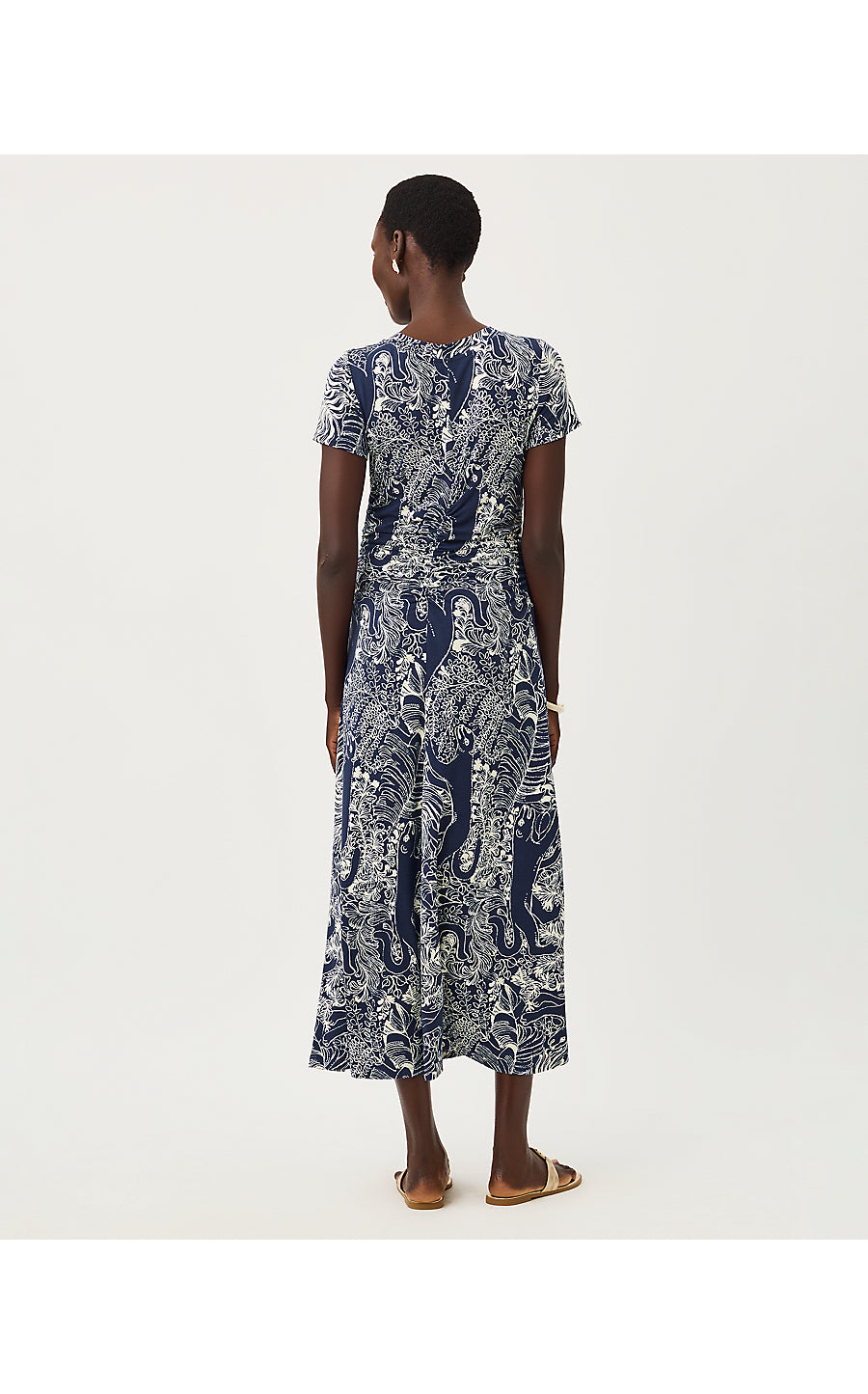 ALMA MIDI DRESS UPF 50+, LOW TIDE NAVY PALM PROWL