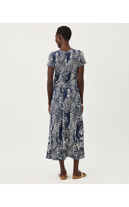 ALMA MIDI DRESS UPF 50+, LOW TIDE NAVY PALM PROWL