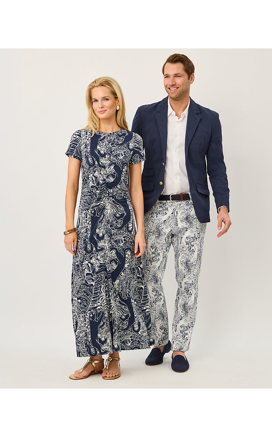 ALMA MIDI DRESS UPF 50+, LOW TIDE NAVY PALM PROWL