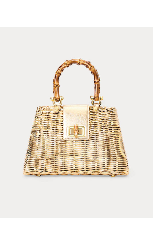 LEENA TOP HANDLE BAG, Gold Metallic