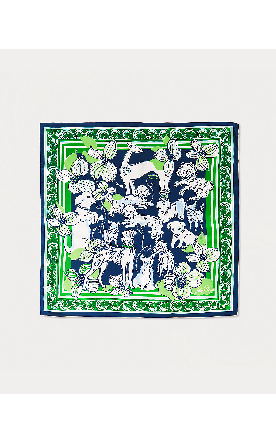 POINCIANA SILK SCARF, LOW TIDE NAVY CANINE COUTURE ENGINEERED SCARF
