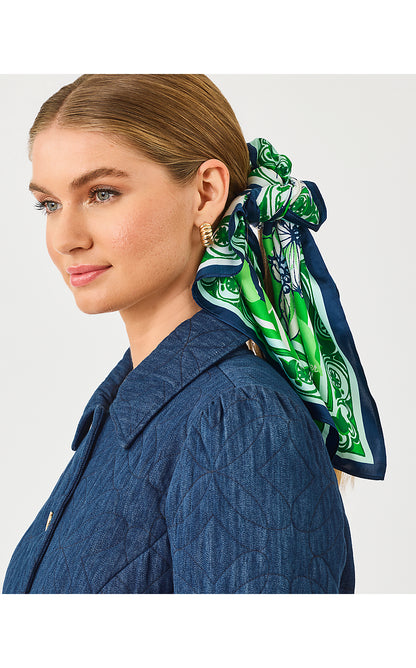 POINCIANA SILK SCARF, LOW TIDE NAVY CANINE COUTURE ENGINEERED SCARF