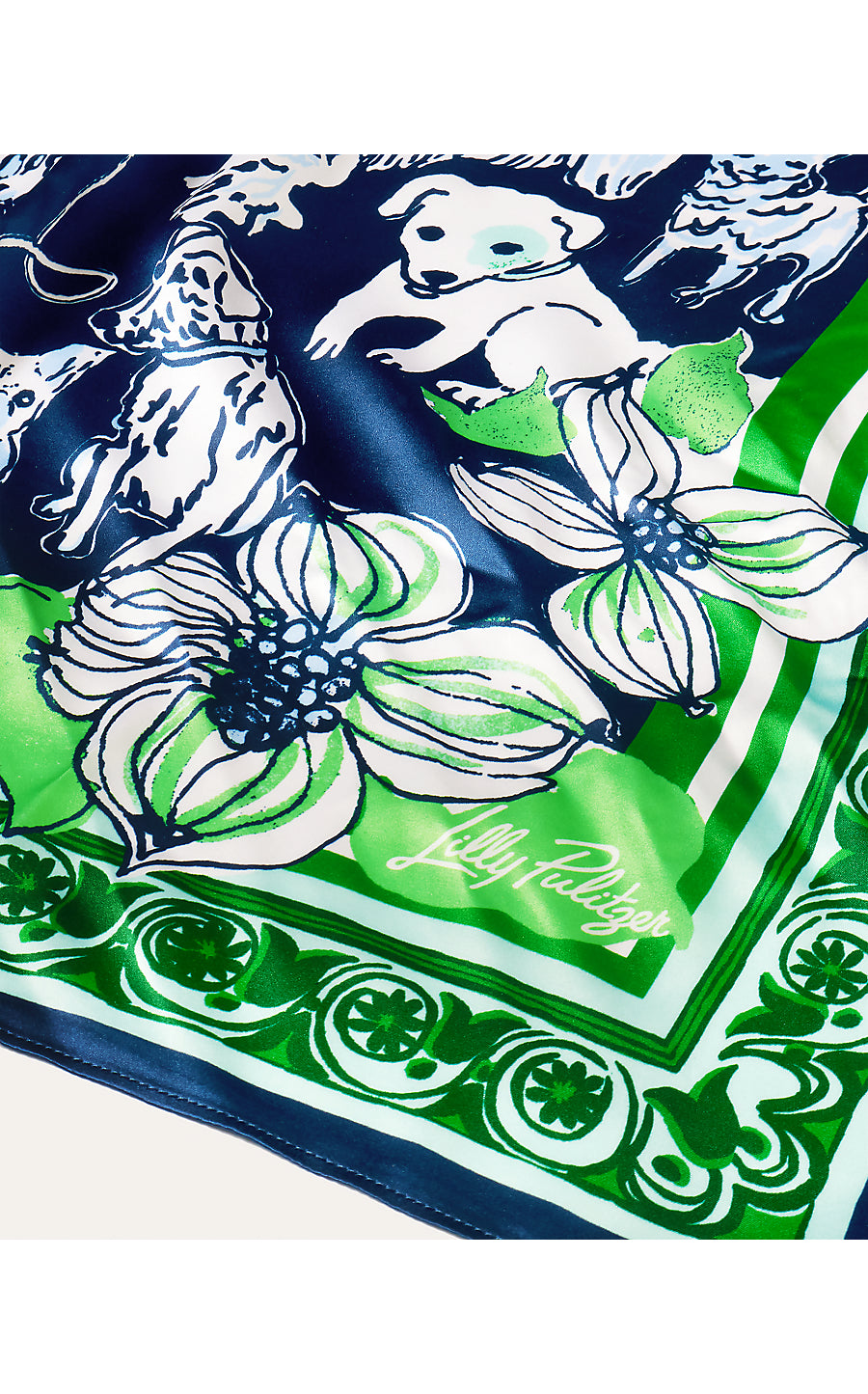 POINCIANA SILK SCARF, LOW TIDE NAVY CANINE COUTURE ENGINEERED SCARF