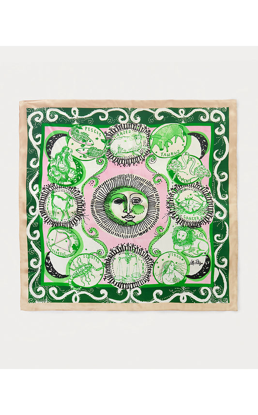 COLONY SILK SCARF, CONCH SHELL PINK WRITTEN IN THE STARS ENGINEERED SCARF