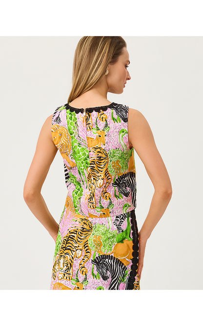 ANNALEESE SLEEVELESS TOP, MULTI LILLYS ZOO ENGINEERED WOVEN TOP