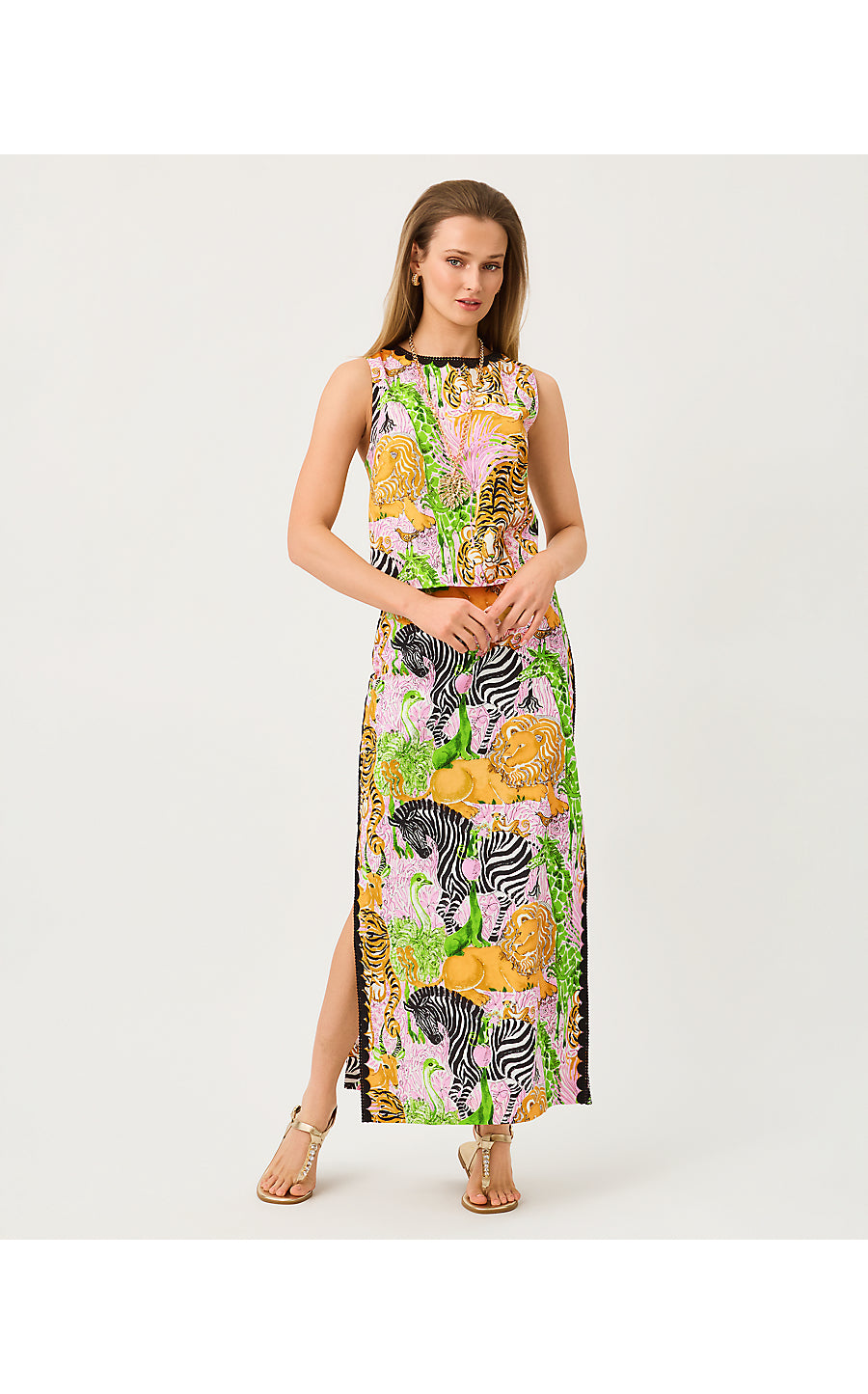 ANNALEESE SLEEVELESS TOP, MULTI LILLYS ZOO ENGINEERED WOVEN TOP
