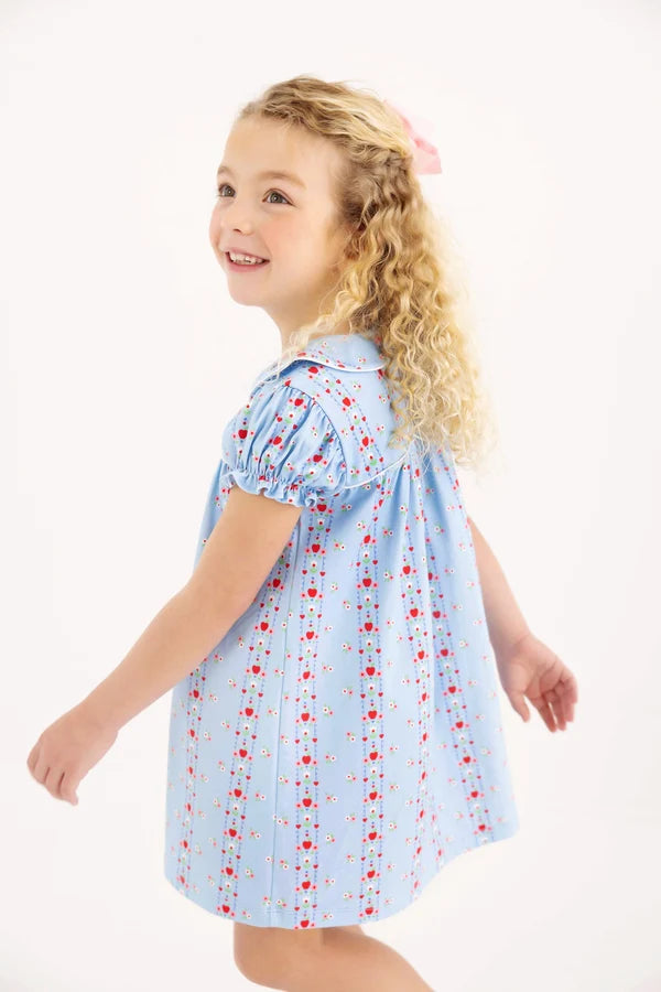 Holly Day Dress - Normal Weight Pima, 
First Day Flowers/Worth Ave White/Richmond Red