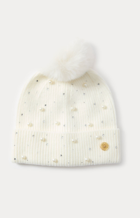 EMBELLISHED PEARL HAT, COCONUT