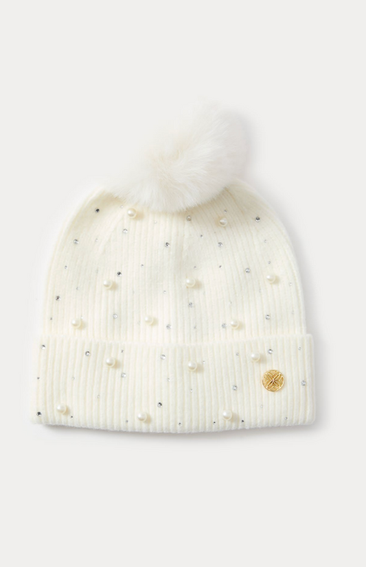EMBELLISHED PEARL HAT, COCONUT