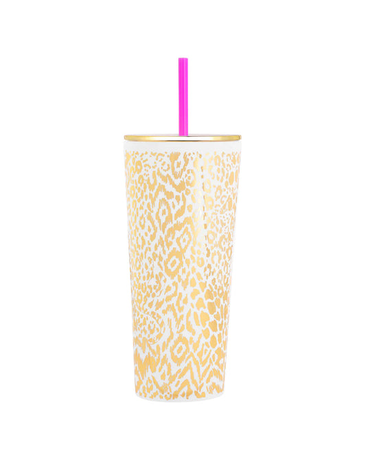 Tumbler with Straw, Gold Pattern Play