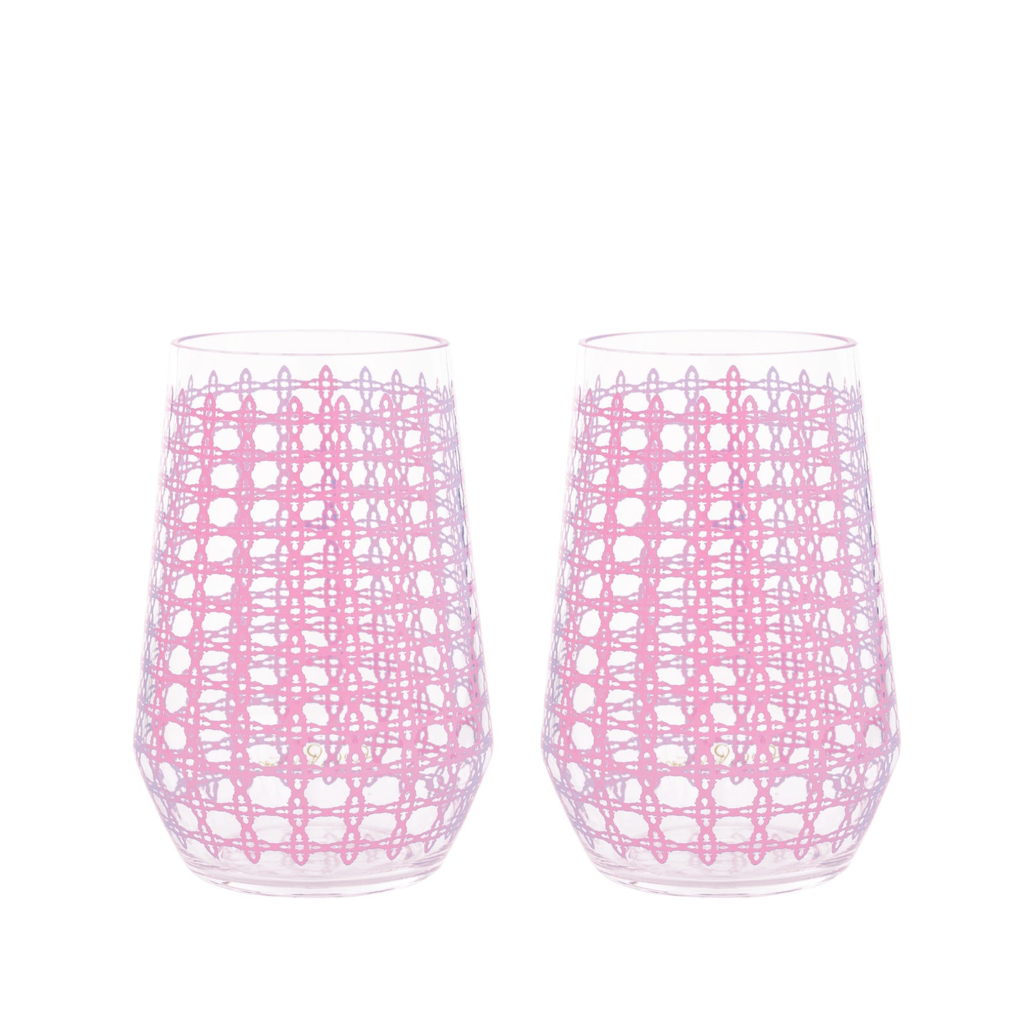 Acrylic Wine Glass Set, Conch Shell Pink Caning