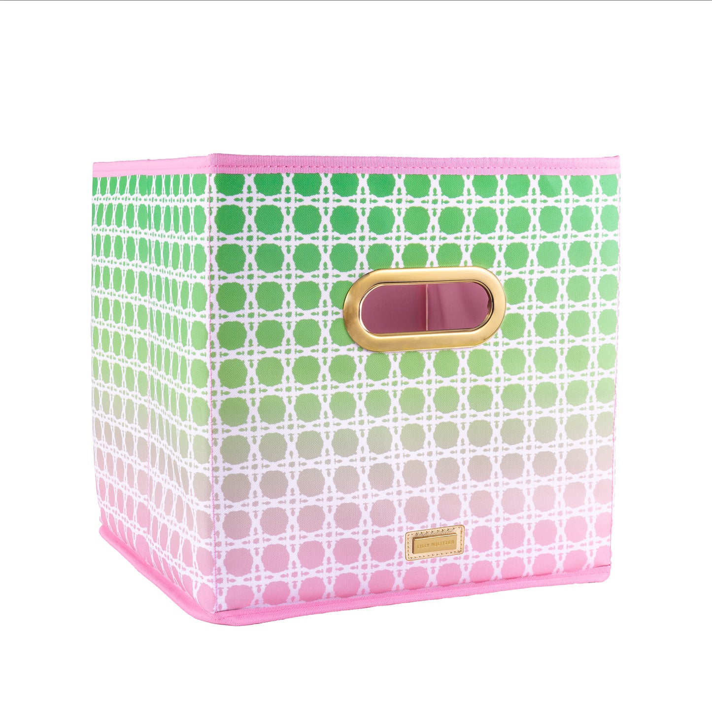 Small Collapsible Bin, Pink Caning