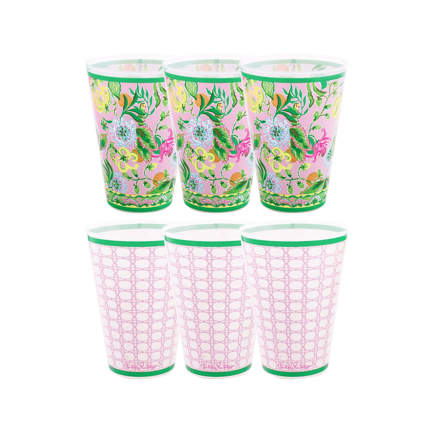 Pool Cups, Via Amore Spritzer/ Conch Shell Pink Caning