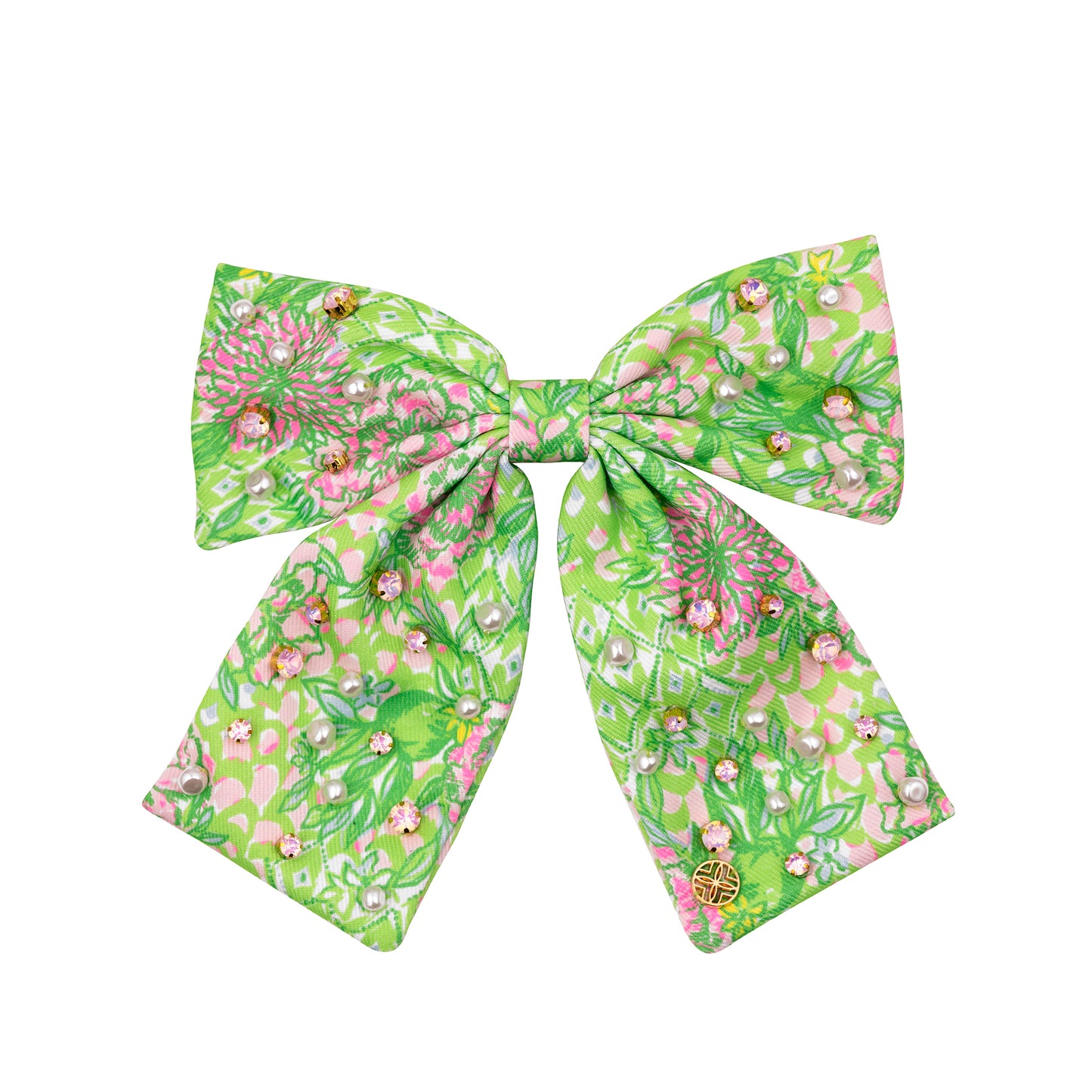 Large Barrette Bow, Lime Feeling Good