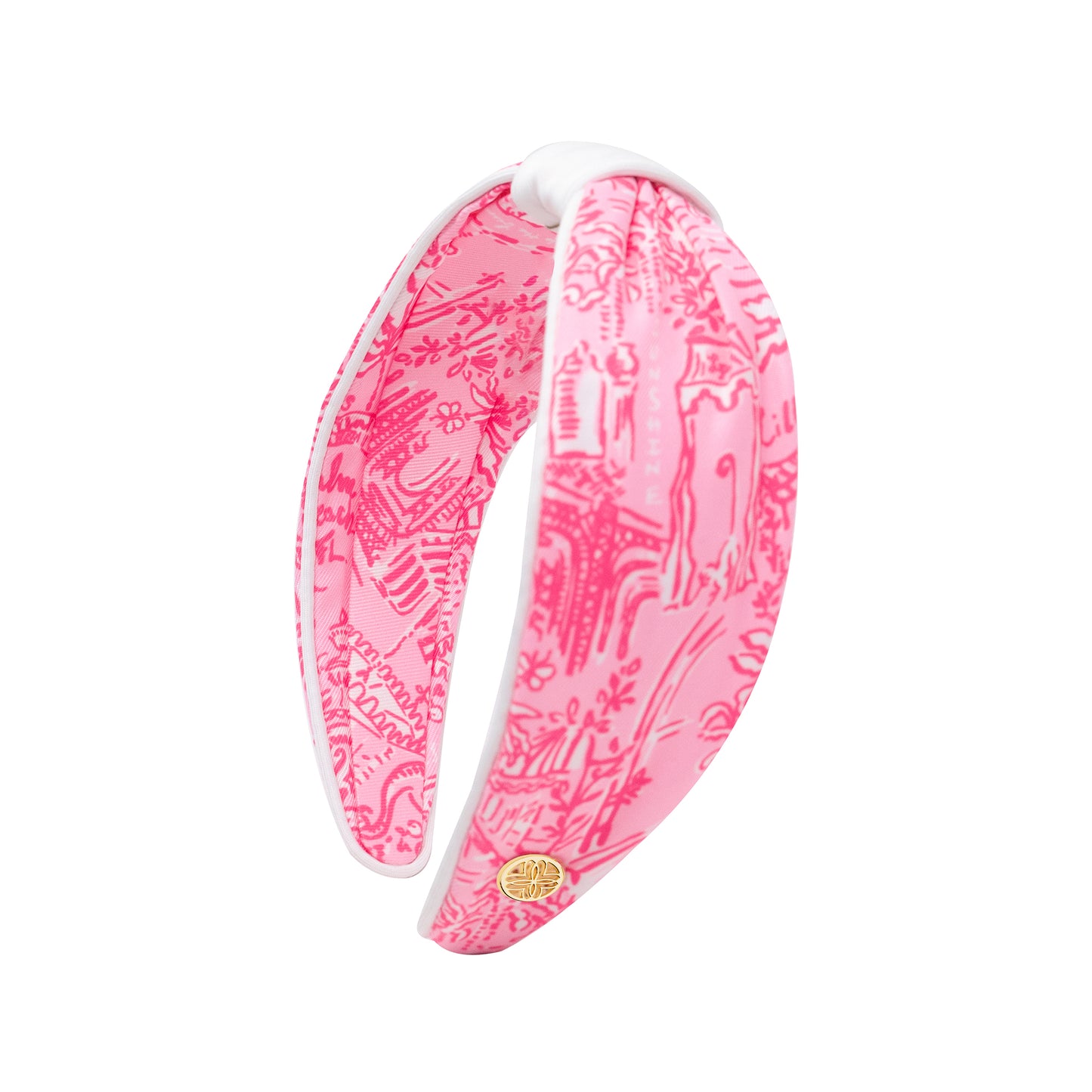 Low Knot Headband, Palm Beach Toile