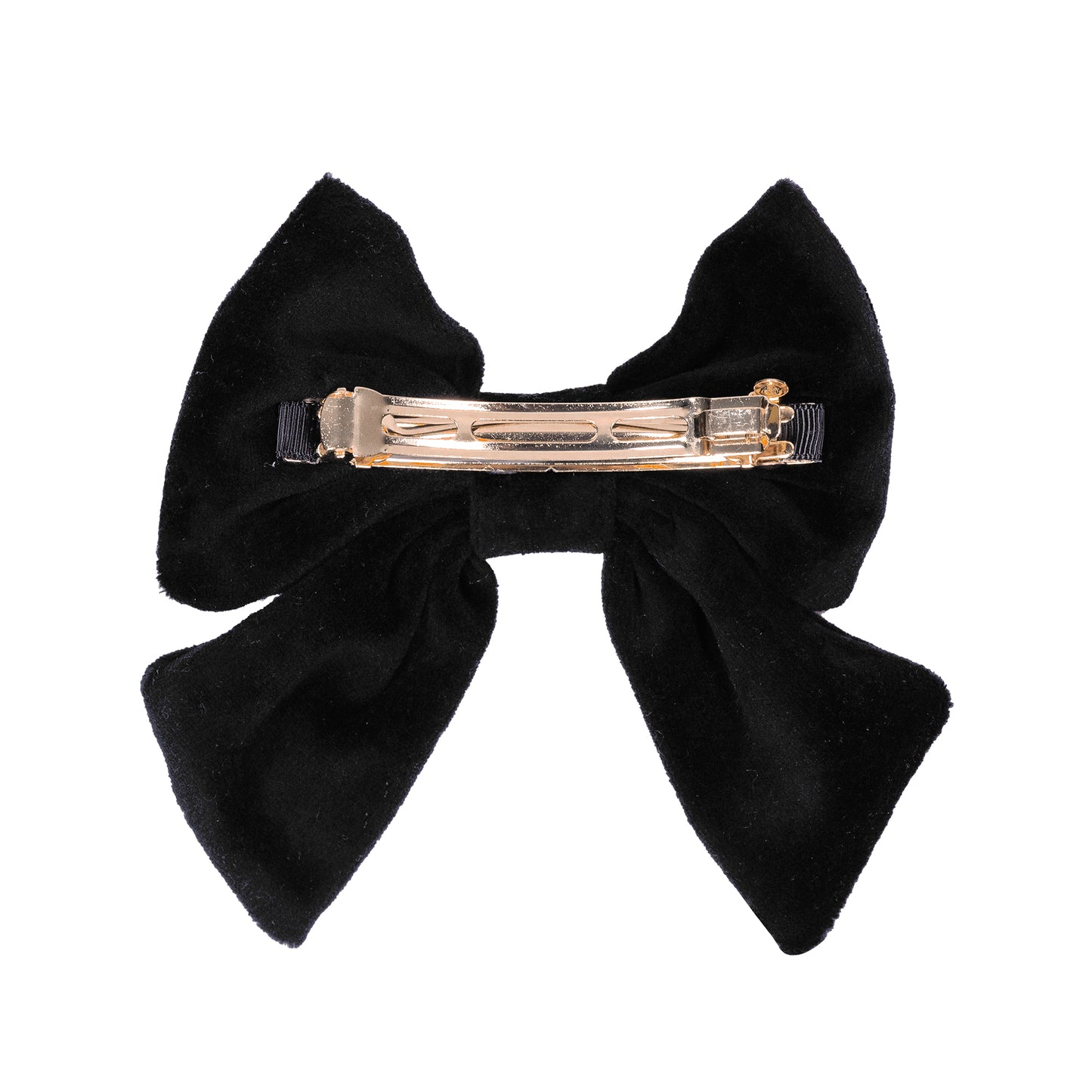 Embellished Velvet Bow Barrette, Onyx