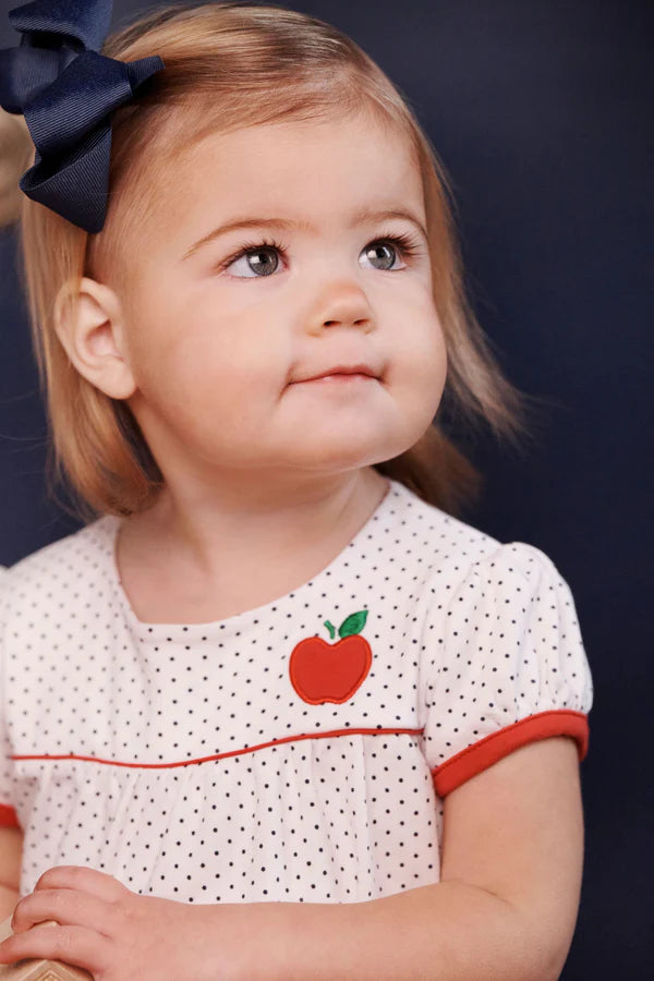 Penny's Playsuit, 
Nantucket Navy Microdot/Richmond Red/Apple