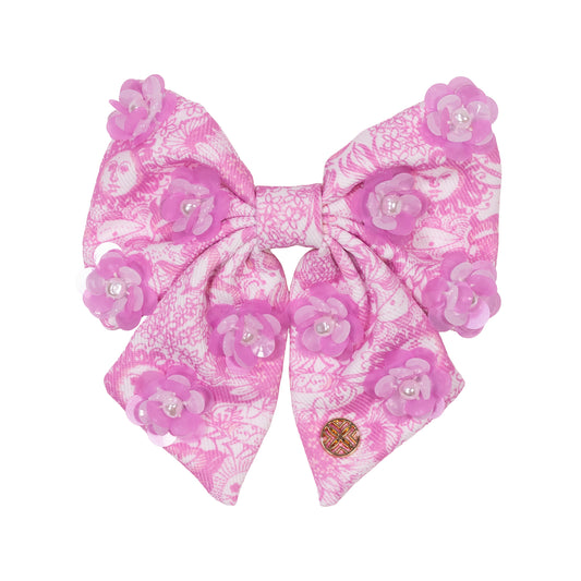 Girls' Embellished Bow Barrette, Fleur De Lilly