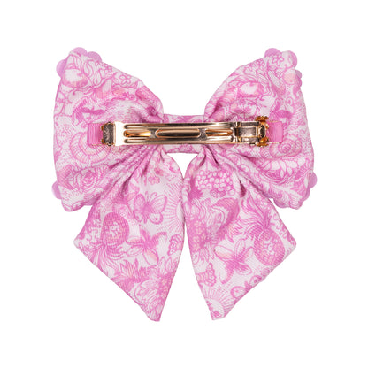 Girls' Embellished Bow Barrette, Fleur De Lilly