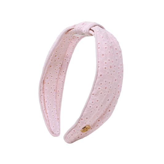 Eyelet Low Knot Headband, Conch Shell Pink