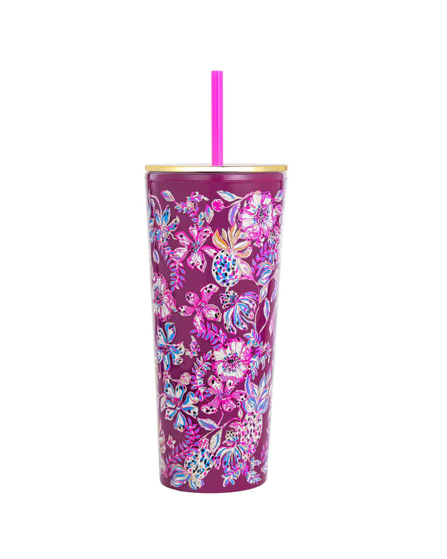 Tumbler with Straw, Amerena Cherry Tropical with a Twist