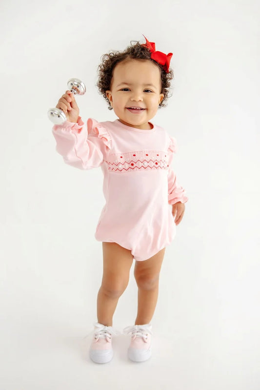 Long Sleeve Biltmore Bubble - Pima, 
Sandpearl Pink/Rosebud