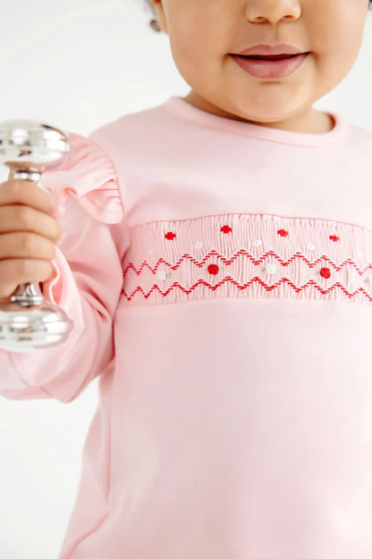 Long Sleeve Biltmore Bubble - Pima, 
Sandpearl Pink/Rosebud