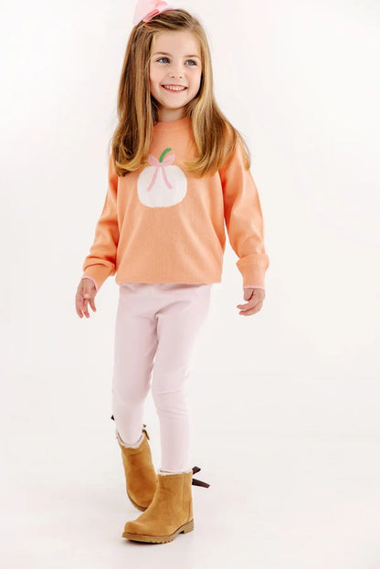 Isabelle's Intarsia Sweater, 
Seashore Sherbet/Pumpkin and Bow