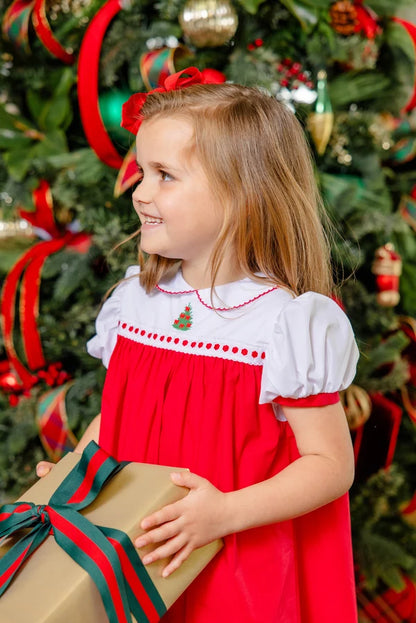 Mary Dal Dress - Broadcloth, Worth Ave White/Richmond Red