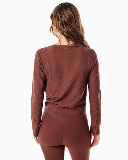 ACTIVE MESH TOPSPIN LONG SLEEVE TOP - MILK CHOCOLATE