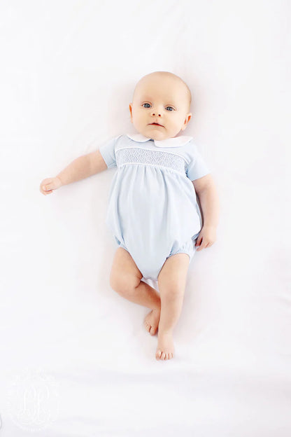 Short Sleeve Banbury Bubble - Buckhead Blue with Worth Avenue White Smocking