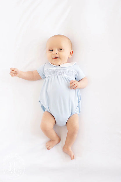 Short Sleeve Banbury Bubble - Buckhead Blue with Worth Avenue White Smocking