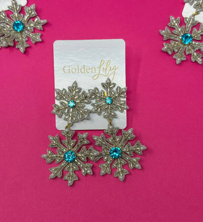 Christmas Snowflake Rhinestone Earrings