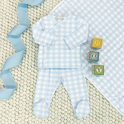 Baby Buggy Blanket, Buckhead Blue Gingham / Worth Avenue White