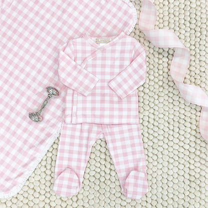 Baby Buggy Blanket, Palm Beach Pink Gingham / Worth Avenue White