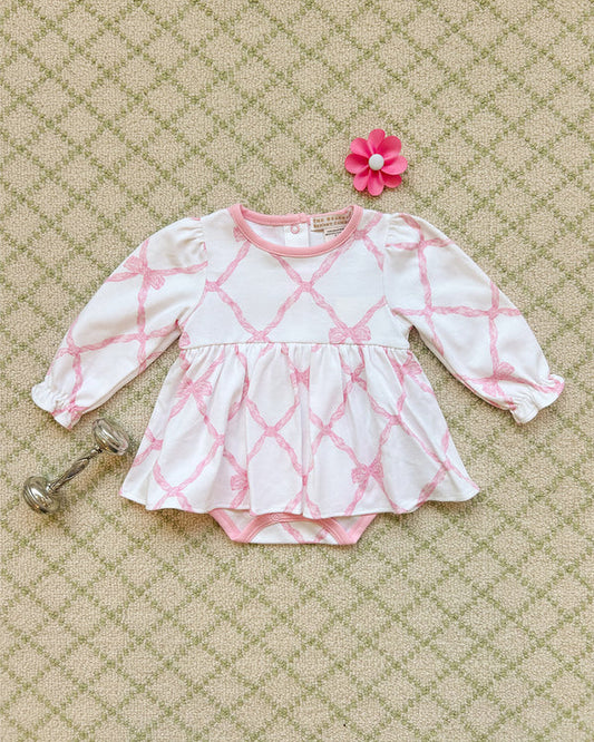 LS Daisy Diaper Cover Dress, 
Belle Meade Bow/Pier Party Pink