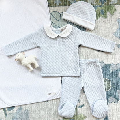 Harts Hold Me Set- Pima Jacquard, 
Buckhead Blue/Worth Ave White