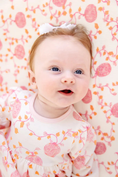 Long Sleeve Daisy Diaper Cover Dress, 
Gourd-geous (Palmetto Pearl)/Palm Beach Pink