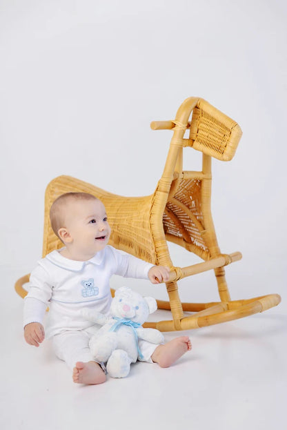 Robbins Romper, 
Worth Ave White/Buckhead Blue/Bear