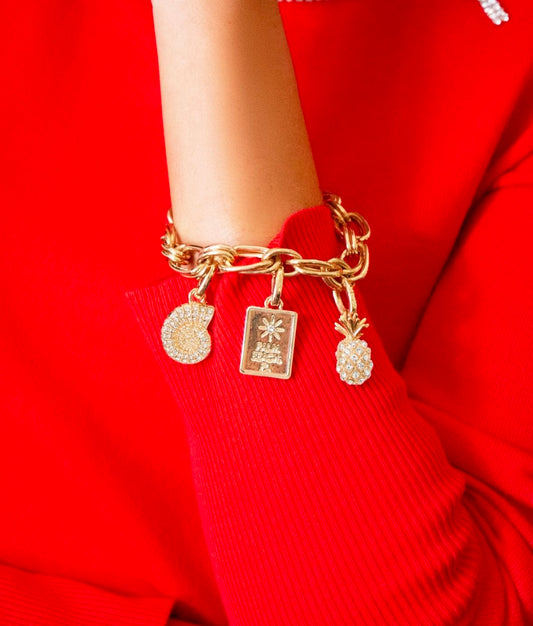 GWP CHARM BRACELET, GOLD METALLIC