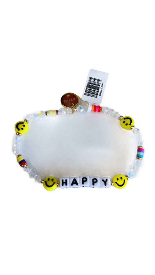 "BE HAPPY" - CUSTOM/SMILEY FACE CRYSTAL
