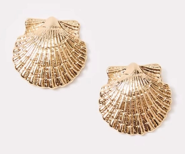 GWP EARRINGS, GOLD METALLIC GWP SUNSHELL EARRING