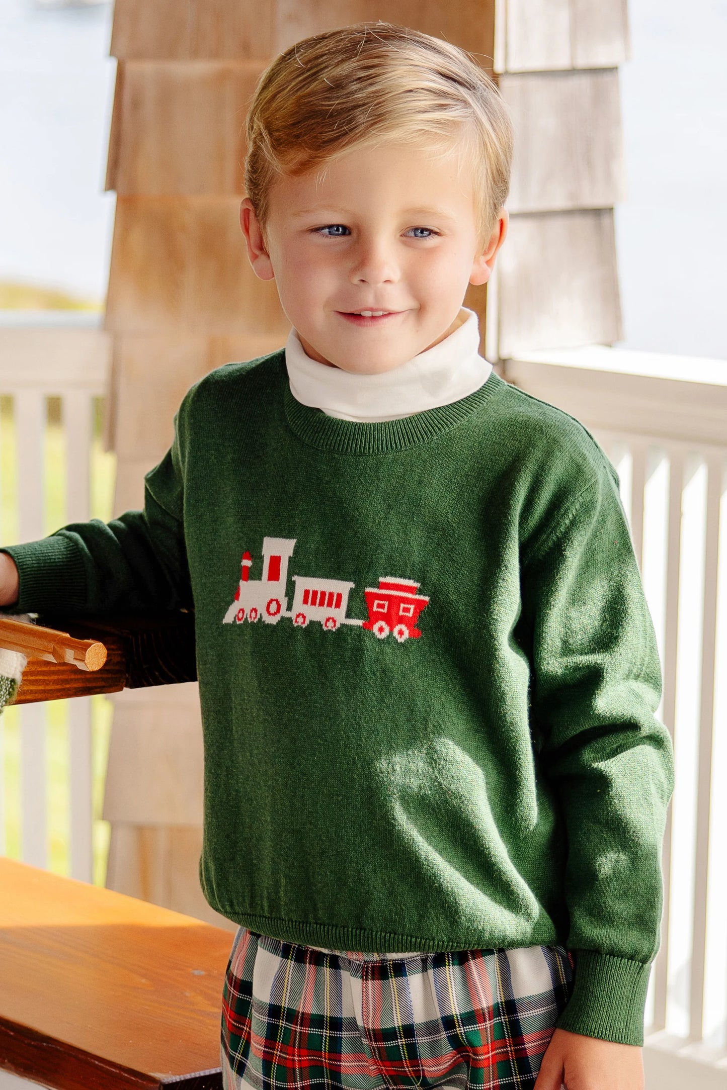 Isaac's Intarsia Sweater, 
Grier Green/Train