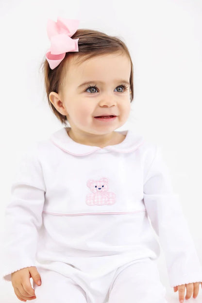 Robbins Romper, 
Worth Ave White/Palm Beach Pink/Bear