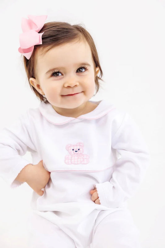 Robbins Romper, 
Worth Ave White/Palm Beach Pink/Bear