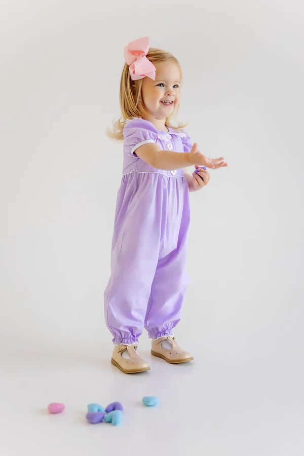 Olivia Ruth Romper, 
Lauderdale Lavender/Worth Ave White